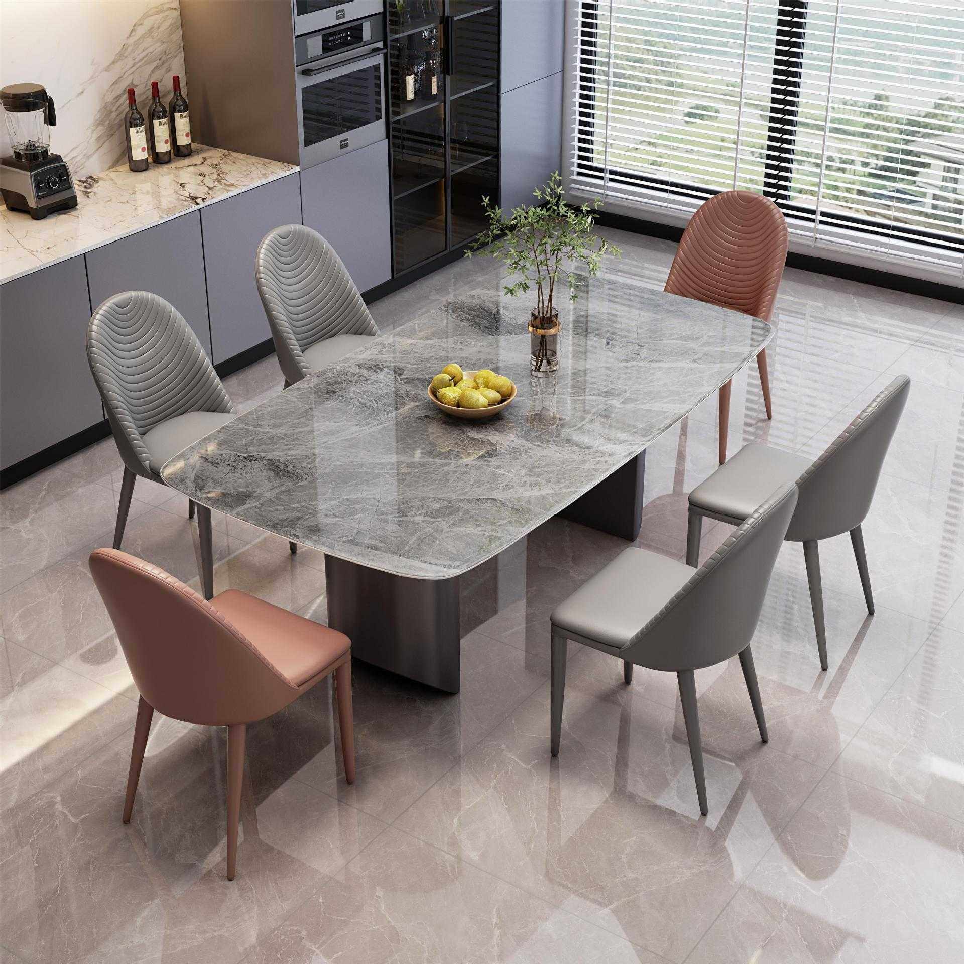 新款直销轻奢亮光岩板餐桌椅组合现代简约大小户型餐桌家用客厅长,住宅家具,岩板餐桌,淘宝优惠券,粉丝福利购,淘宝优惠卷