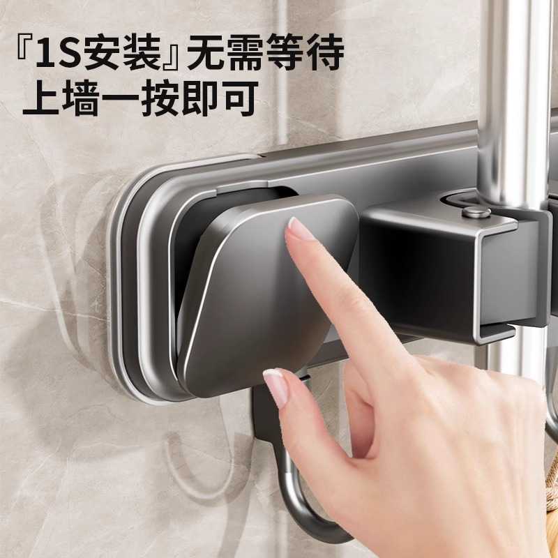 新款直销卫生间吸盘拖把壁挂夹浴室免打孔挂钩固定神器扣扫把置物