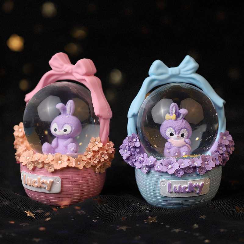 新款直销45号梦幻水晶球带灯桌面树脂迷你小摆件卡通可爱兔子创意