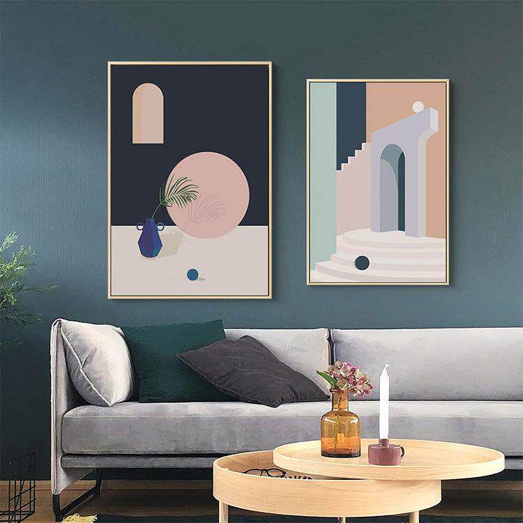 新款直销北欧客厅家居装饰画抽象几何建筑挂画简约餐厅咖啡厅墙壁