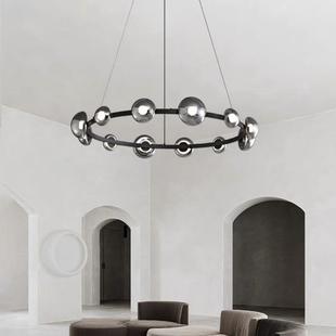 新款直销意式轻奢客厅圆环吊灯设计师现代大气别墅样板房全铜玻璃