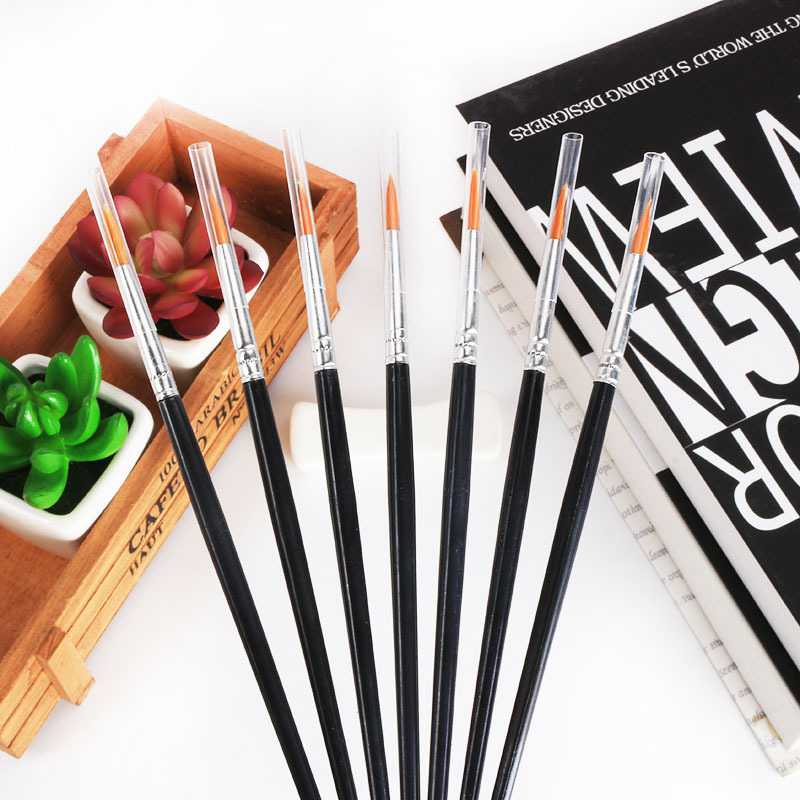 新款直销黑杆塑料尼龙毛勾线笔数字油画笔美术绘画笔刷 儿童DIY画