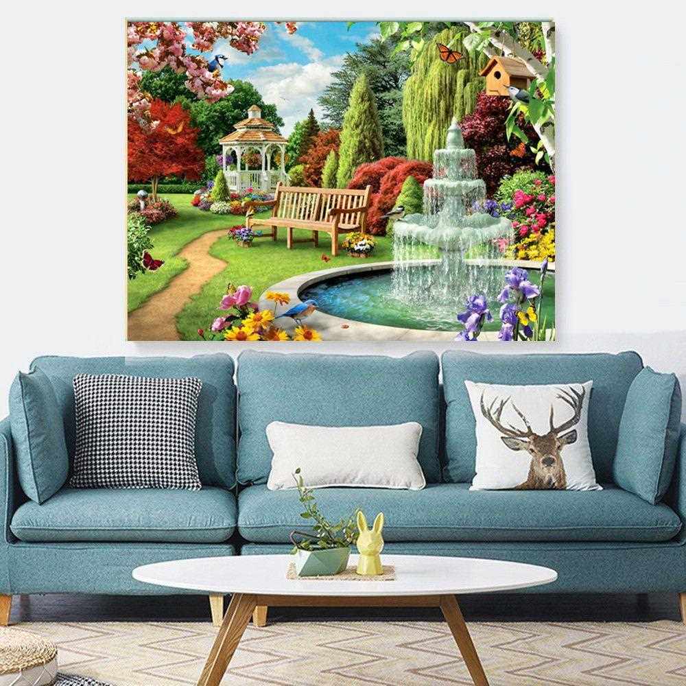 新款直销外贸出口钻石画5d田园风景贴钻十字绣客厅装饰画定制油画