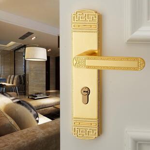 新款直销黑色中式门锁 简约实木门锁把手门锁室内 卧室房门锁执手