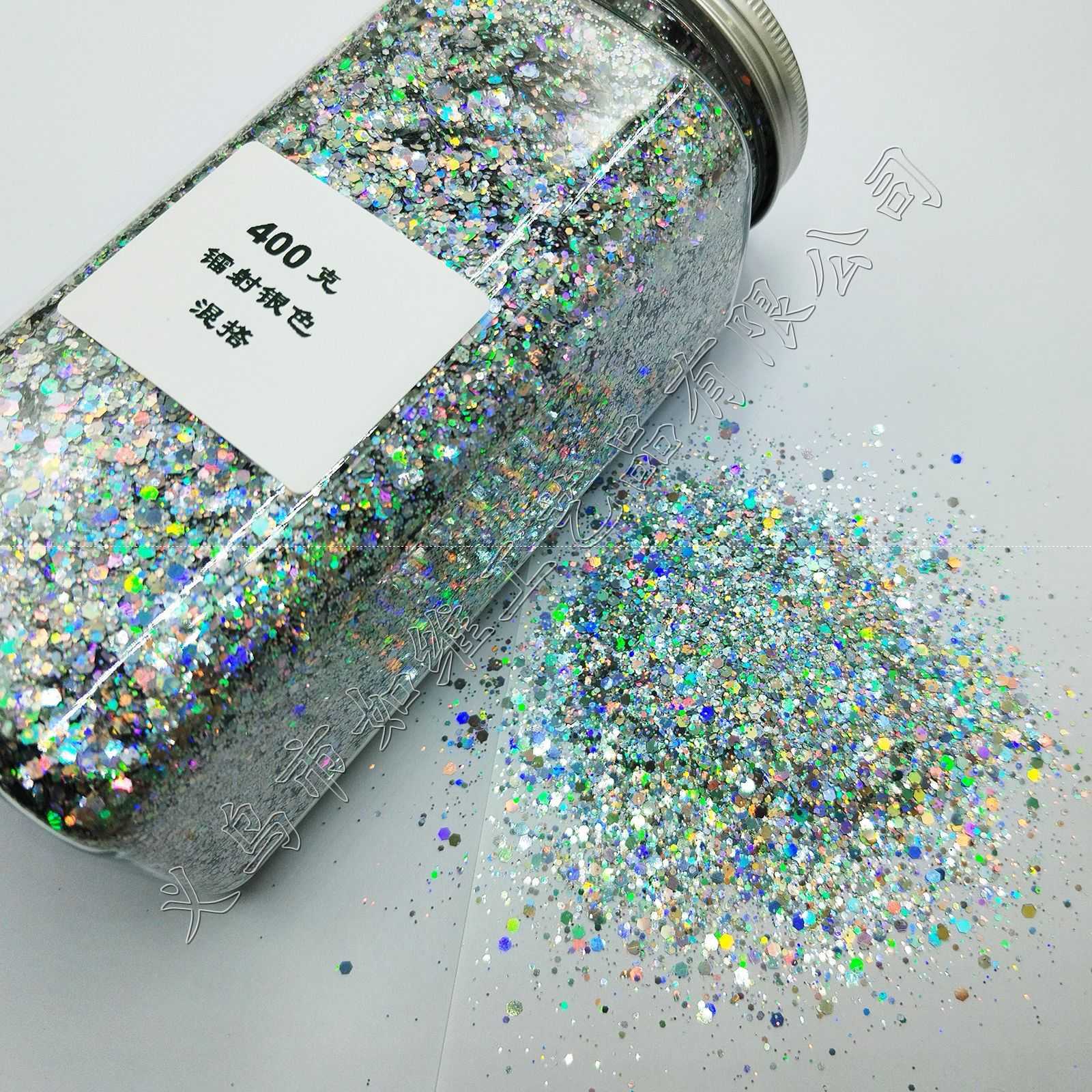 新款直销环保PET金葱闪粉镭射银全息混六角形亮片美甲化妆滴胶圣