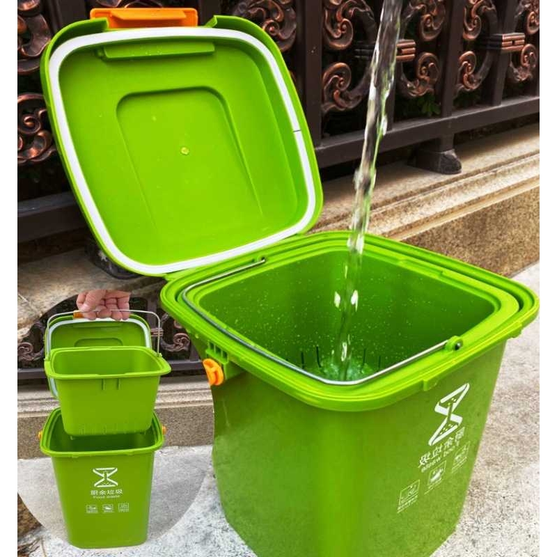 新款直销A6L家用厨房滤网垃圾桶带盖密封防臭方桶干湿分离厨余垃