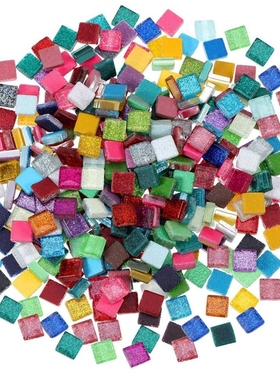 100pcs 1*1cm DIY Mix Color Glitter Glass Mosaic Stones Mosai