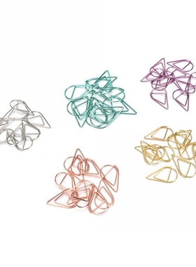 10PCS Modeling Paper Clips Metal Water Drop Shape Bookmark M