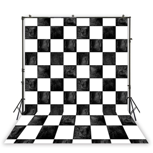 Black And White CHECKERED Pattern Backdrop Birthday Portrai