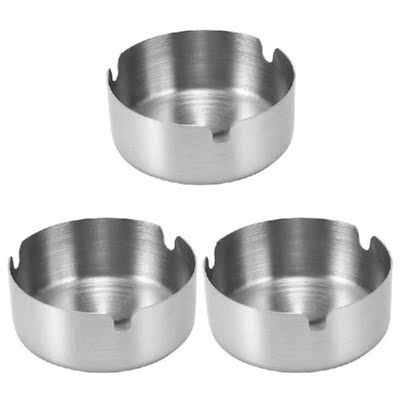 2X Stainless Steel Round Cigarette Ashtray 8Cm Dia Silver