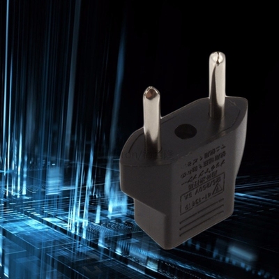 EU Adapter Plug 2 Flat Pin To EU 2 Round Pin Plug Socket Pow