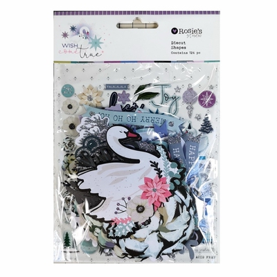 CRZCrafter 124pcs Printed Paper Diecut Shapes Ephemera Glit