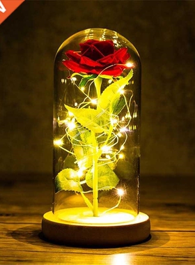 Valentines Day Gift for Girlfriend Eternal Rose LED Light Fo