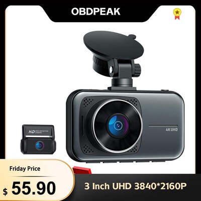 4K Dash Cam 3'' Car DVR 3840*2160P DashCam Front and