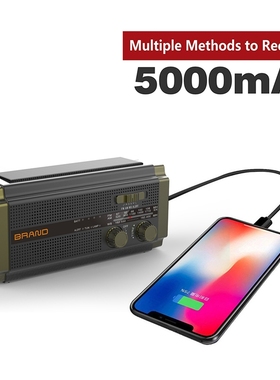 Solar Hand Crank Emergency Radio AM FM NOAA Flashlight