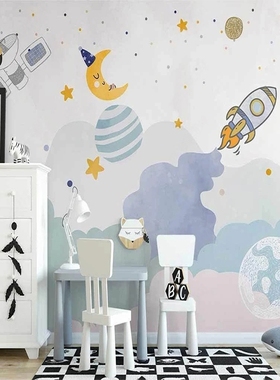Custom 3D Hand Painted Mural Cosmic Starry Sky Planet