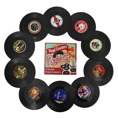 4/6 Pcs Colorful Coaster Retro Vinyl Record Disk Coasters Fo