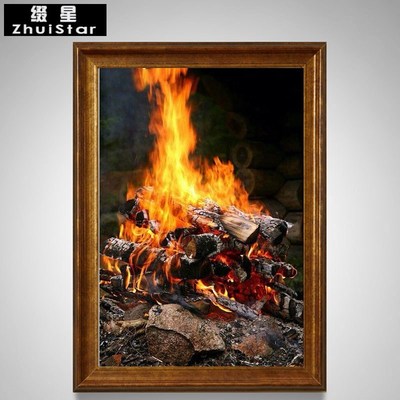 2016 New 5D DIY Diamond Painting Warm Firewood Combustion E