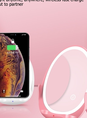 Portable Makeup Mirror Touch Dimming Fill Light  QI Wireles