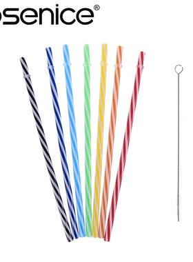 25pcs Pure Color Reusable Plastic Thick Drinking Straws Two