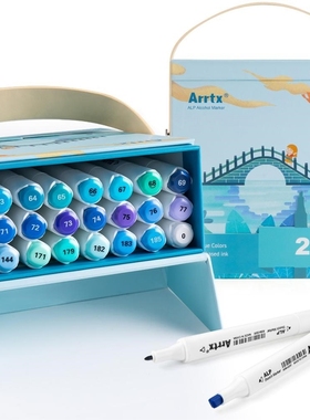 Arrtx ALP Blue Tone 24 Colors Alcohol Marker Pen Dual Tips