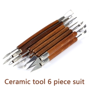 6PCS sculpting tool Pottery Tools Wood Handle Pottery Set Wa
