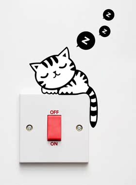 Cartoon Removable Cute Lovely Black  sleep Socket Switch
