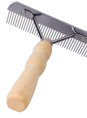 Dog Comb Grooming Rake Long Tooth Steel Comb Wood Handle
