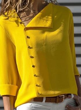 Women autumn long sleeved shirt chiffon blouse plus size