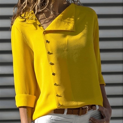 Women autumn long sleeved shirt chiffon blouse plus size
