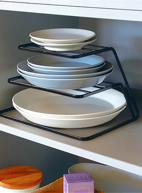Kitchen Iron hree-tier Dish Rack Plate Organizer Cabinet La