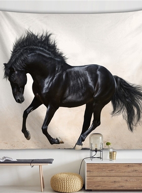 Black Horse Tapestry Wall Carpet Home Decor Couch Blanket L