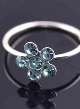 Wo Fake Crystal Nose Piercing Body Jewelry Floral Nose Hoop