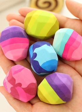Kawaii Colorful Stone Shape Eraser Geese In Soft Rubber Eras