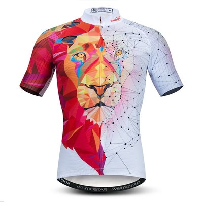 Weimostar 3D Cycling Jersey Men Short Sleeve Lion Bike Cloth