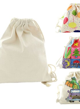 Blank DIY Hand Painting Drawstring Backpack Canvas Backpack
