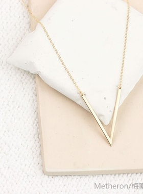 Long V Necklace  Triangle Necklace, Angled Bar Necklace   XL