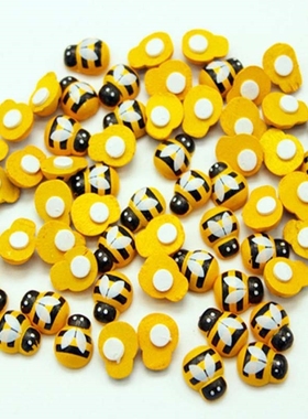 100pcs/bag Mini Bee Wooden DIY Ladybug Stickers Scrapbookin