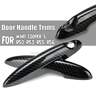 Gloss Black Carbon Fiber Car Door Handle Cover For BMW MINI