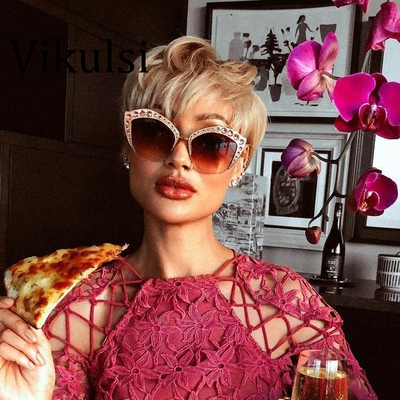 New 2020  Fashion Brand Cat Eye Pink Sunglasses Woman Shade