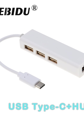 Kebidu 3 Ports USB2.0 HUB Type C To Ethernet LAN RJ45 Cable
