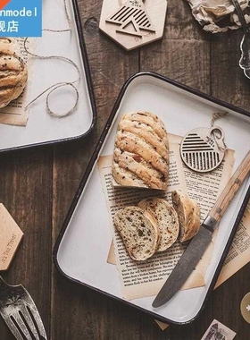 Retro Cake Oven Baking Tray Handcrafted Vintage Tray White C