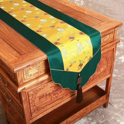 Chinese luxury table runner Jade table flag customization go