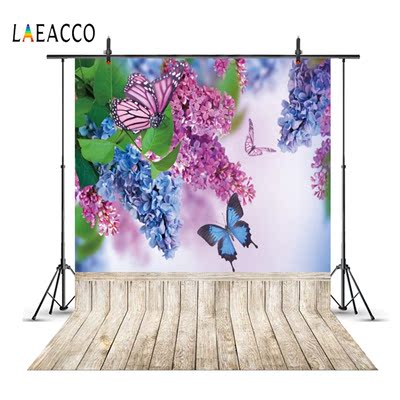 Laeacco Spring Blossom Flowers Tassel  Wooden Board Butterf