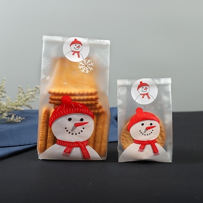 50 Pcs Christmas Bag Santa Claus Snowman Cellophane Cookie F
