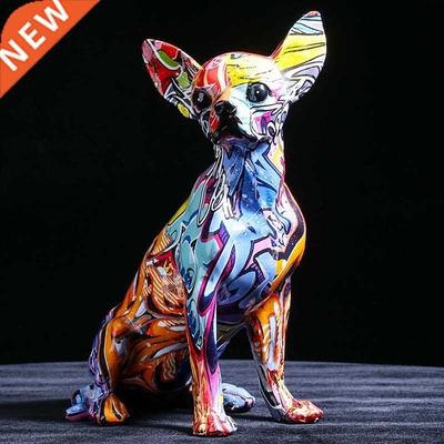 Creative Color Chihuahua Dog Statue Simple Living Room Ornam