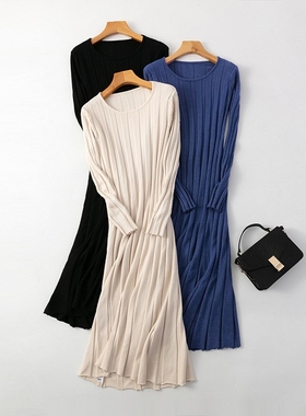 HLBCBG new Long sleeve long Sweater dress women Autumn Wint