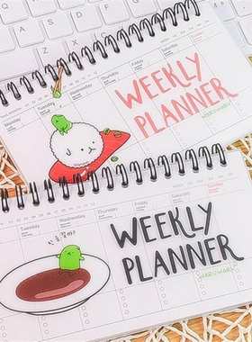 Kawaii Transparent PP Coil Weekly Planner Daily Schedule Not