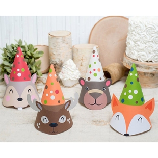4pcs Jungle Animal Party Hat Baby Shower Birthday Funny Cak