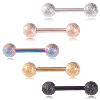 2pcs Frosted Tongue Ring Piercing Nipple Rings Stud Stainle